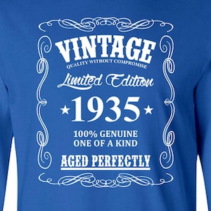 90th Birthday T Shirt Funny Birthday Gift For Grandpa Birthday TShirt Custom Year Bday Gift B-Day Vintage 1935 Birthday Long Sleeve Tee