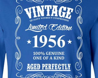 おじいちゃんへの70歳の誕生日プレゼントTシャツ、パーソナライズTシャツ、カスタムイヤーバースデーシャツ、誕生日衣装、ヴィンテージ1956年誕生日長袖Tシャツ