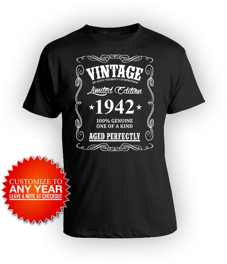 80th Birthday Gifts For Men 80th Birthday T Shirt Birthday Present For Him Bday Shirt Custom Vintage Born In 1942 Aged Perfectly Mens Tee 
