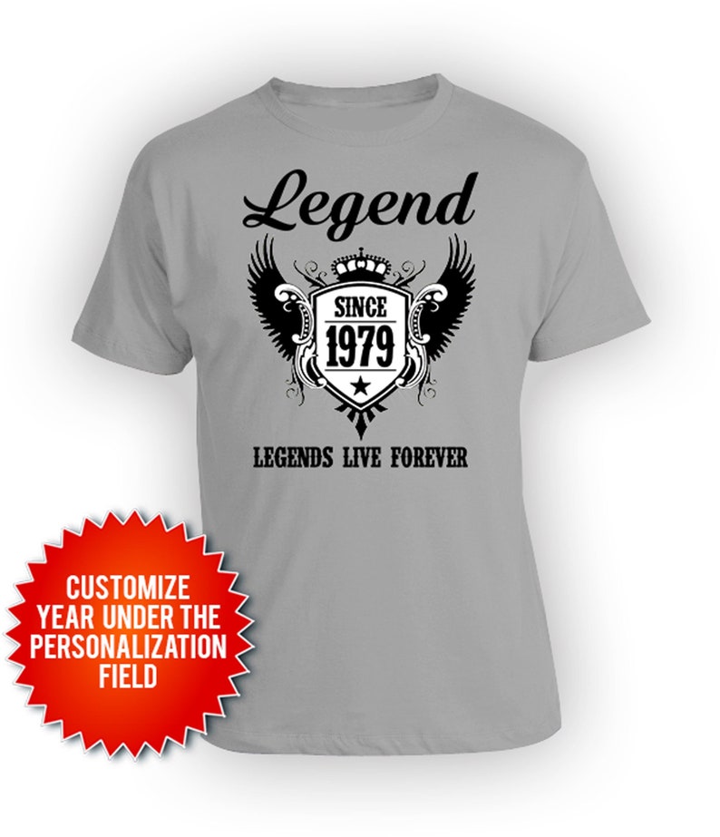 Funny Birthday T Shirt 45th Birthday Gifts For Men Bday Shirt Custom Gift Ideas For Her B Day Legend Since 1979 Birthday Mens Ladies Tee image 1