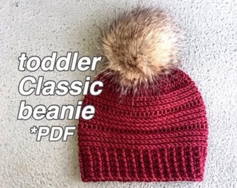Crochet Toddler Beanie Pattern, Classic Winter Hat (PDF Pattern)