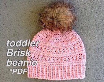 CROCHET PATTERN, Toddler Crochet Hat, Toddler Beanie, Hat Pattern, Crochet Beanie, Beanie Pattern, Winter Hat, Toddler Hat, Brisk Beanie