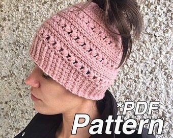 CROCHET PATTERN, Messy Bun, Bun Hat, Bun Beanie, Crochet Messy, Bun Pattern, Ponytail Beanie, Winter Hat, Hat Pattern, Messy Bun Crochet Hat
