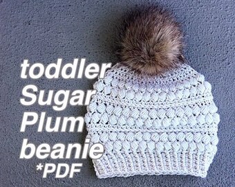 CROCHET PATTERN, Toddler Crochet Hat, Toddler Beanie, Hat Pattern, Crochet Beanie, Beanie Pattern, Winter Hat, Toddler Hat Sugar Plum Beanie