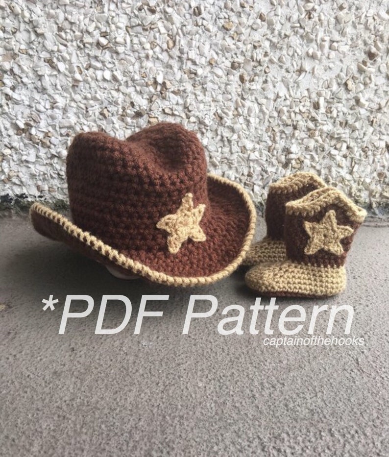 CROCHET PATTERN, Baby Cowboy Outfit, Cowboy Pattern, Cowboy Costume, Cowboy Hat, Hat Crochet Pattern, Baby Crochet, Hat Pattern image 1