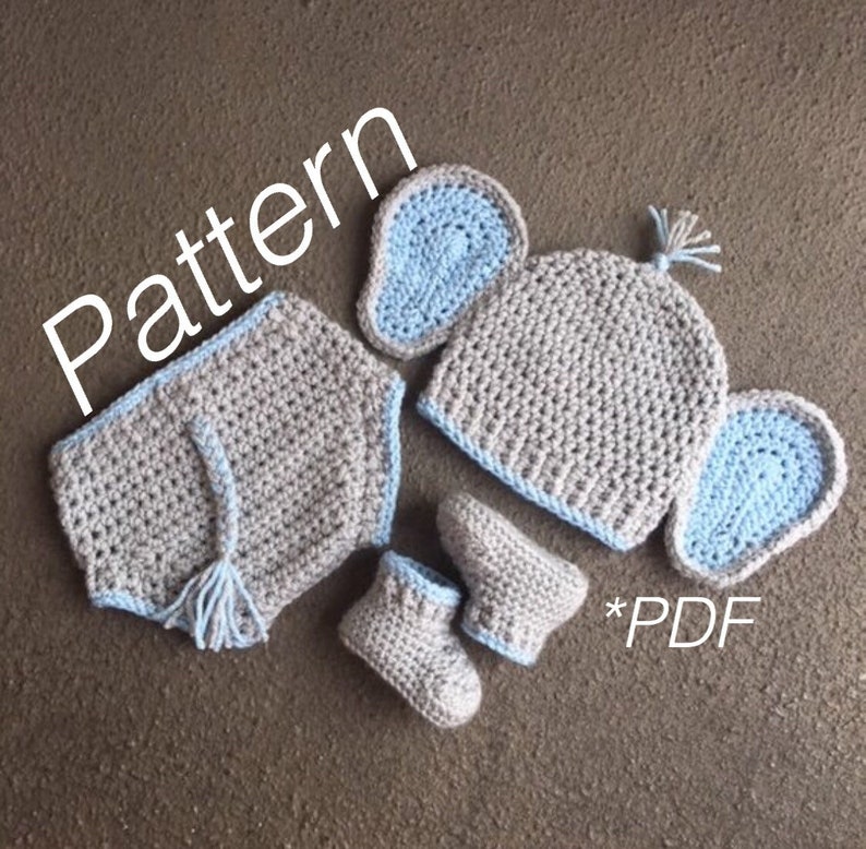 Baby Elephant Outfit, Elephant Pattern, Elephant Costume, Elephant Hat, Hat Crochet Pattern, Crochet Elephant, Baby Crochet, Hat Pattern image 1