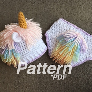 Crochet Baby Unicorn Outfit Pattern, Newborn-3 Months (PDF Pattern)