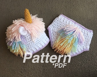 Crochet Baby Unicorn Outfit Pattern, Newborn-3 Months (PDF Pattern)