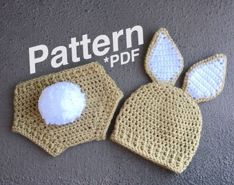 Crochet Baby Bunny Outfit Pattern, Newborn to 3 Months (PDF Pattern)