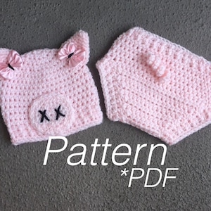Crochet Baby Pig Outfit Pattern, Newborn-3 Months (PDF Pattern)