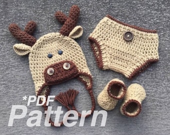CROCHET PATTERN, Baby Moose Outfit, Moose Pattern, Moose Costume, Moose Hat, Hat Crochet Pattern, Crochet Moose, Baby Crochet, Hat Pattern