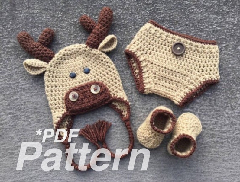 CROCHET PATTERN, Baby Moose Outfit, Moose Pattern, Moose Costume, Moose Hat, Hat Crochet Pattern, Crochet Moose, Baby Crochet, Hat Pattern image 1