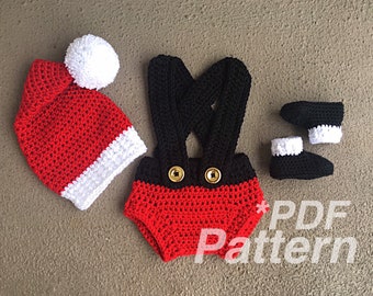 CROCHET PATTERN, Santa Crochet, Crochet Outfit, Santa Hat Pattern, Crochet Santa Outfit, Baby Santa, Newborn Santa Pattern, Crochet Baby