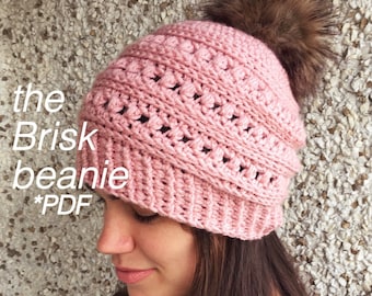 Brisk Beanie Crochet Pattern, Easy Beginner Hat (PDF Pattern)