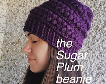 CROCHET PATTERN, Crochet Hat, Beanie Crochet, Hat Pattern, Crochet Beanie, Beanie Pattern, Winter Hat, Winter Beanie, Sugar Plum Beanie