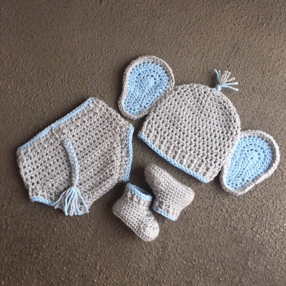 Crochet elephant 2025 baby outfit