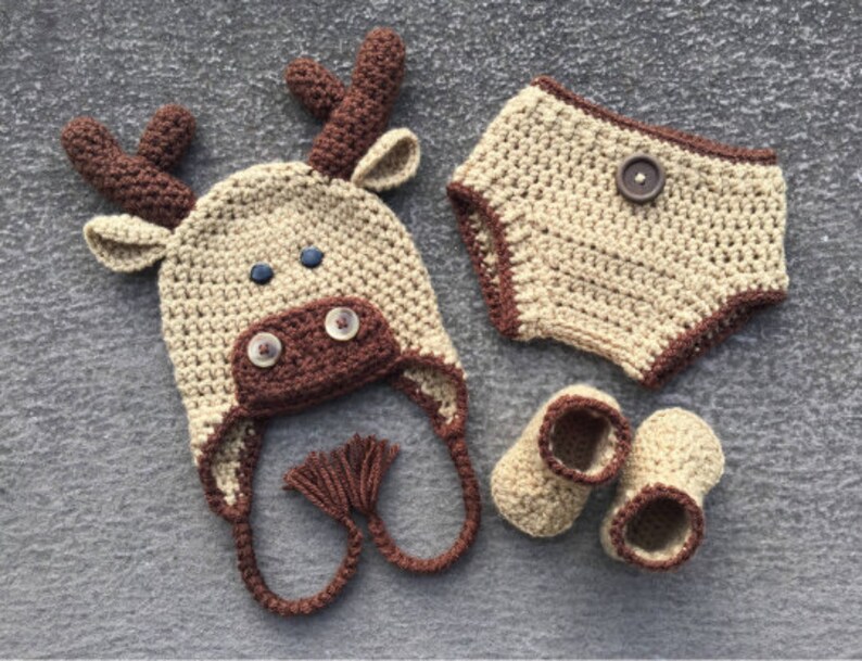 CROCHET PATTERN, Baby Moose Outfit, Moose Pattern, Moose Costume, Moose Hat, Hat Crochet Pattern, Crochet Moose, Baby Crochet, Hat Pattern image 6