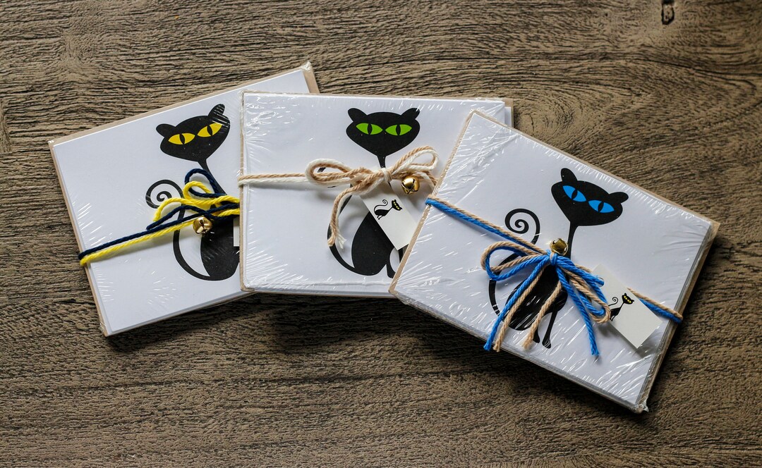 Black Cat Stationery Notecards Bundle - Etsy