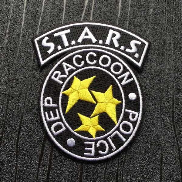 R.P.D. Raccoon City S.T.A.R.S bestickter Aufnäher zum Aufbügeln in Schwarz für Kostüme/Cosplay. Größe 100 mm x 85 mm.