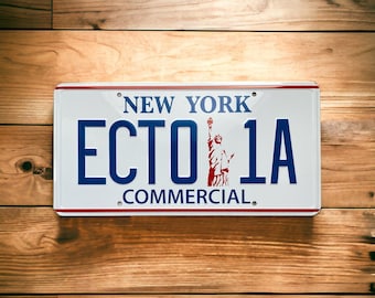 Ghostbusters 2 ECTO-1A Prop License Plate Embossed on Aluminium: Size 300mm x 150mm