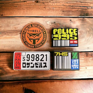 Blade Runner Stickers Tyrell Corporation and License plate Waterproof and UV resistant PVC sticker collection 4 pack
