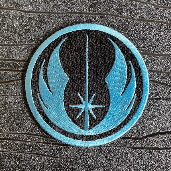 Jedi Order Embroidered Iron on Patch (75mm) in Blue and Black