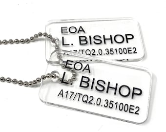 Aliens US Colonial Marine (USCM) Acrylic Dog Tags - EOA L. Bishop