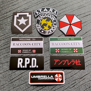 Raccoon City Umbrella Corporation S.T.A.R.S. and RPD Waterproof and UV resistant PVC sticker collection 8 pack
