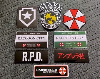 Raccoon City Umbrella Corporation S.T.A.R.S. and RPD Waterproof and UV resistant PVC sticker collection 8 pack