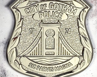 GCPD City of Gotham Metal Costume Cosplay Badge with Vertical Pin Fixture. Size 70mm x 68mm.