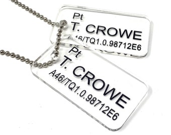 Aliens US Colonial Marine (USCM) Acrylic Dog Tags - Pt T. Crowe