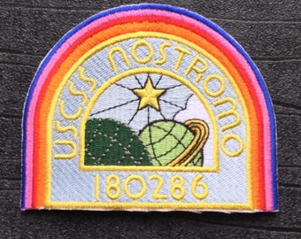 Alien USCSS Nostromo Embroidered Iron On Patch. Size 100mm x 80mm.