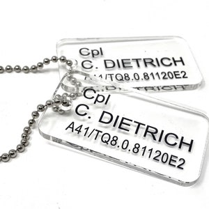 Aliens US Colonial Marine (USCM) Acrylic Dog Tags - Cpl C. Dietrich