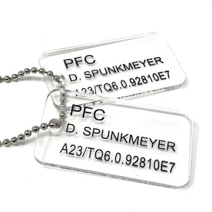 Aliens US Colonial Marine (USCM) Acrylic Dog Tags - PFC D. Spunkmeyer