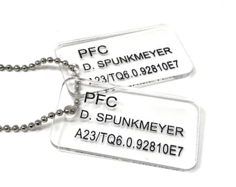 Aliens US Colonial Marine (USCM) Acrylic Dog Tags - PFC D. Spunkmeyer