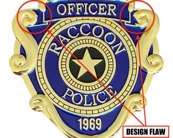 Raccoon City RPD Metal Badge with Pin Fixture: Price reduced due to Design Flaw