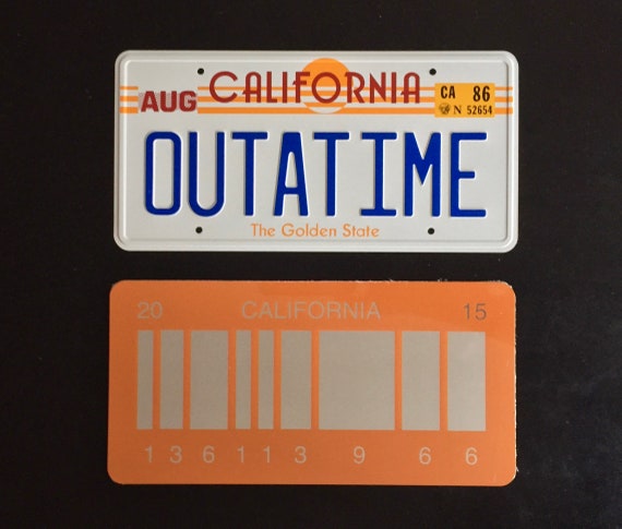OUTATIME Back To The Future prop License Plate Back to the Future number plate as seen on Marty McFly and Doc Browns DMC-12 Delorean.