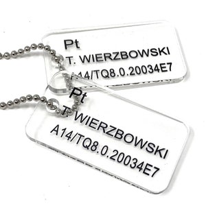 Placas de identificación acrílicas de la Marina Colonial de los Estados Unidos (USCM) de Aliens - Pt T. Weirzbowski