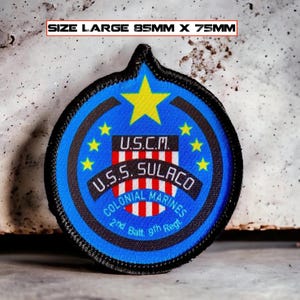 Aliens USS Sulaco US Colonial Marines Iron on Printed Patch. Large 85mm x 75mm.