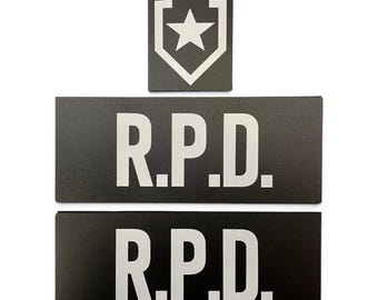 Raccoon City RPD 3 Piece Hook and Loop Tactical Vest Patch Set made from 0.5mm Polypropylene.