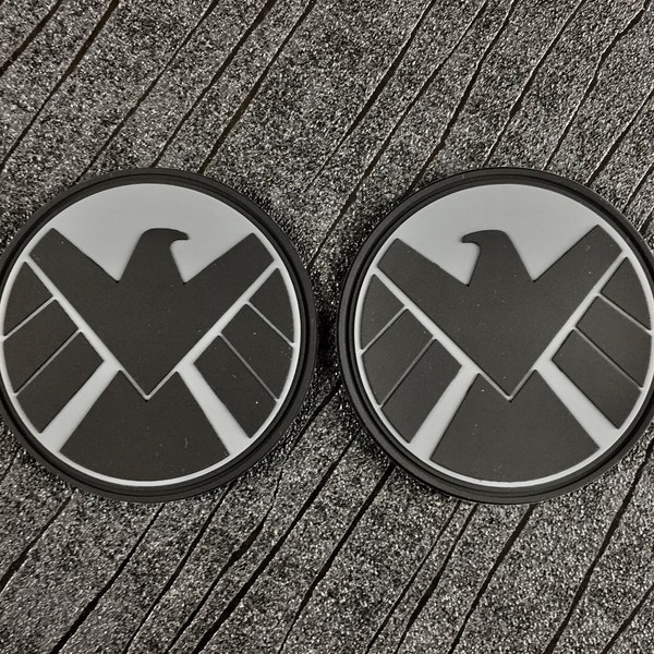 Avengers SHIELD (S.H.I.E.L.D) 3D PVC Sew on Patches (75mm) Left and Right Hand side Pair