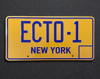 Ghostbusters ECTO-1 Prop License Plate Embossed on Aluminium: Size 300mm x 150mm