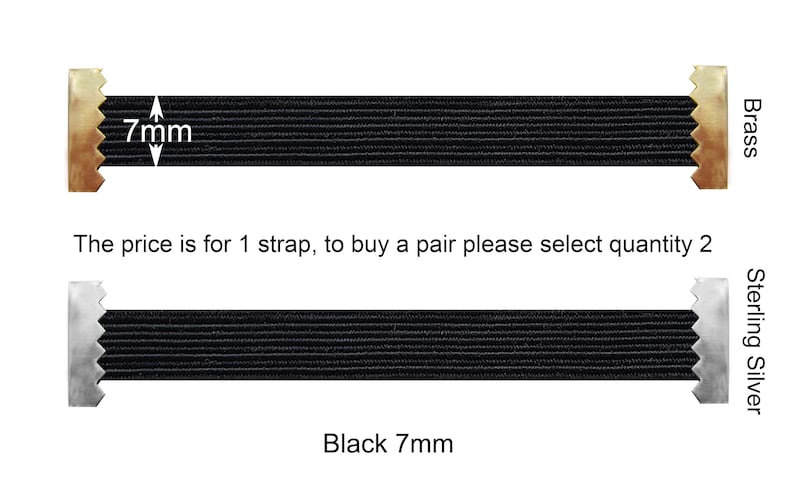 1x REPLACEMENT Custom-Made Quality Elastic Band/Strap, for Silver Metal Cigarette Case. Made-to-Measure. Black 7mm