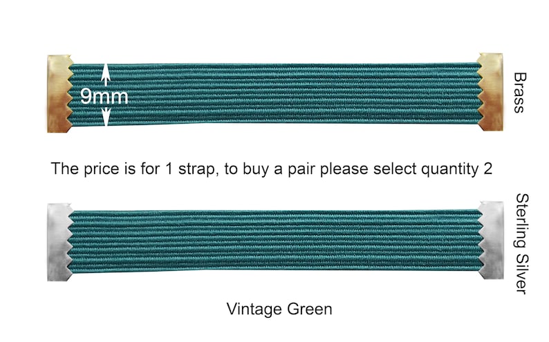 1x REPLACEMENT Custom-Made Quality Elastic Band/Strap, for Silver Metal Cigarette Case. Made-to-Measure. Vintage Green 9mm