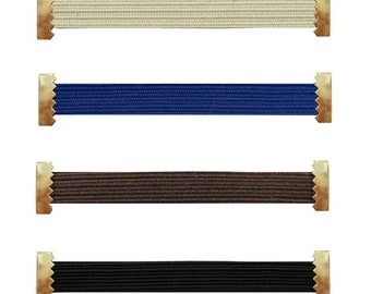 Hochwertiges Ersatz-Elastikband, für silbernes Metall-Halteband für Zigarettenetuis und Geldbörsen. Beige/Blau/Braun/Schwarz.