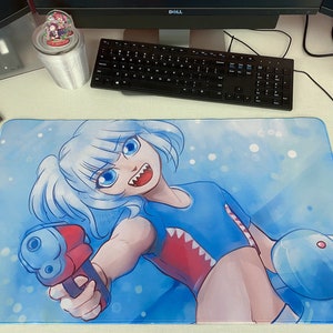 Gawr Gura Swimsuit 40cm by 70cm Extra Large Deskmat Playmat Mousepad
