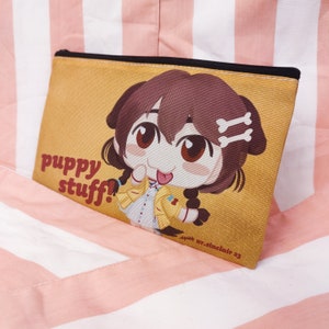 20cm by 12cm Inugami Korone Lined Canvas Pouch