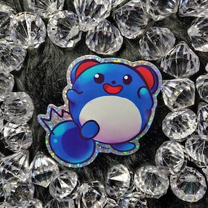 3 inch holografische vinylsticker Marill-dot lovertjes