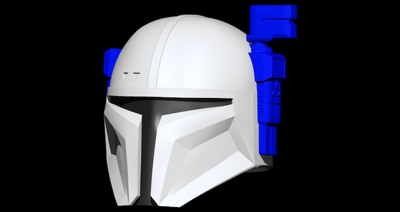 Pu&ograve; includere: Un casco bianco con accenti blu. Il casco ha una visiera e una superficie testurizzata.