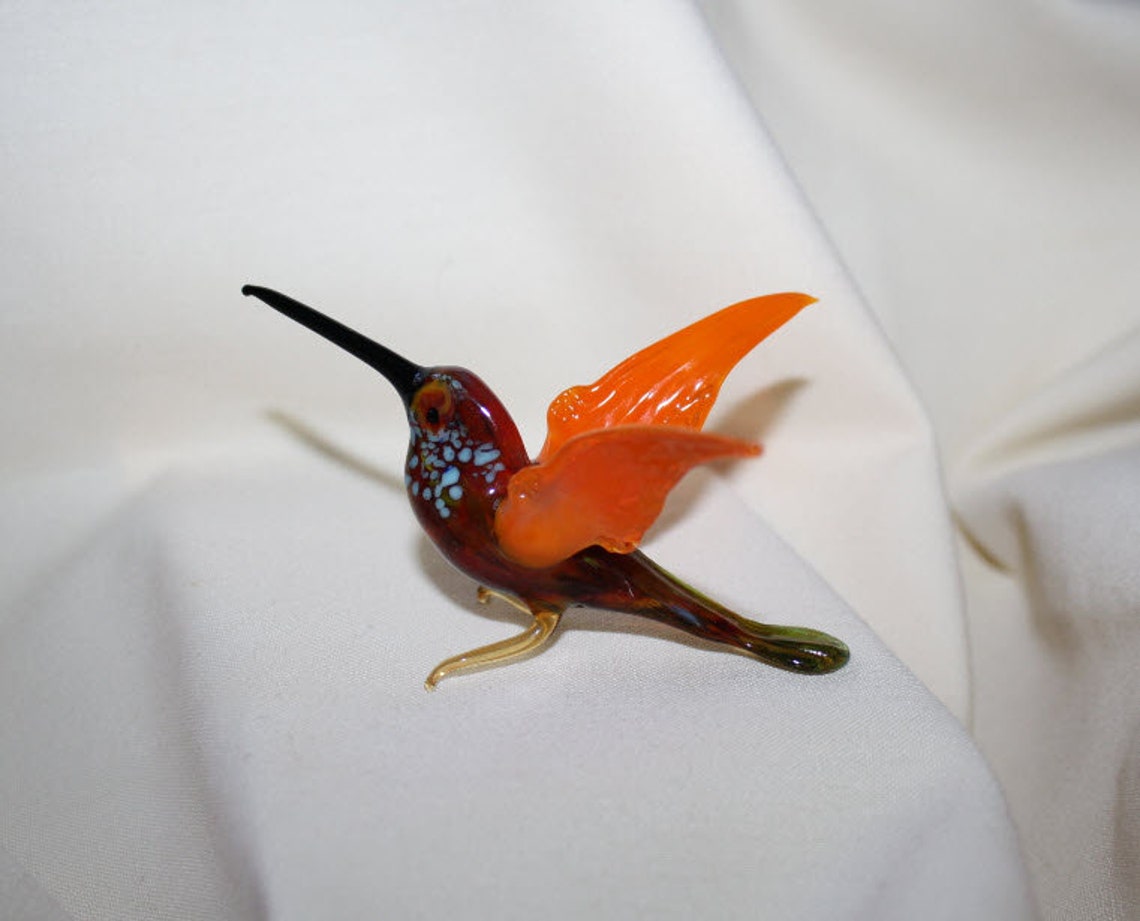 Hand Blown Glass Figurine Glass Hummingbird 2 Etsy